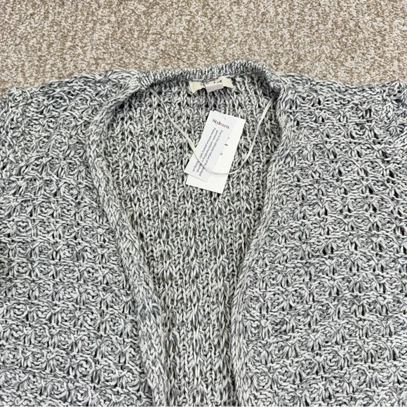 NWT Style & Co. Gray and Cream Knit Cardigan Sweater - Picture 2 of 12